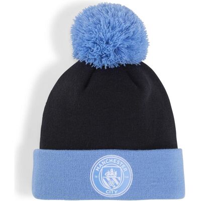 Puma Herren, Mütze, MCFC ESS Pom Pom Beanie, Blau Puma Herren, Mütze, MCFC ESS Pom Pom Beanie, Blau