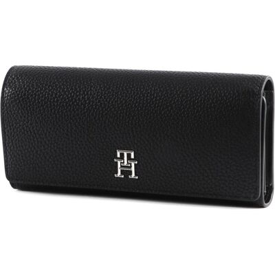 Tommy Hilfiger Damen, Portemonnaie, TH Emblem Flap Wallet, Schwarz Tommy Hilfiger Damen, Portemonnaie, TH Emblem Flap Wallet, Schwarz