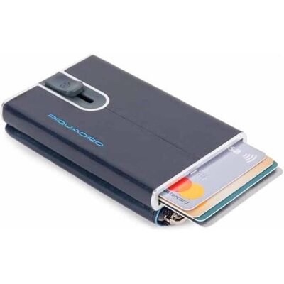 Piquadro, Herren, Portemonnaie, Blue Square, Leather Card Holder, Square Sliding System with Zipp, Blau Piquadro, Herren, Portemonnaie, Blue Square, Leather Card Holder, Square Sliding System with Zipp, Blau