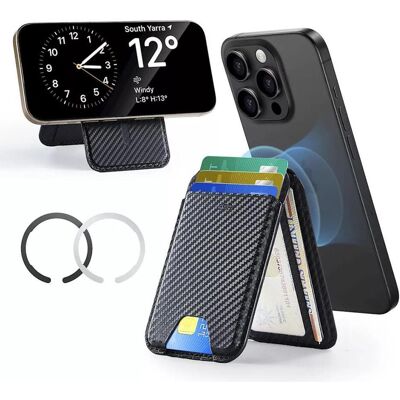 ESR, Unisex, Portemonnaie, Classic Magnetic Wallet Stand, Black Carbon Fiber, Schwarz ESR, Unisex, Portemonnaie, Classic Magnetic Wallet Stand, Black Carbon Fiber, Schwarz