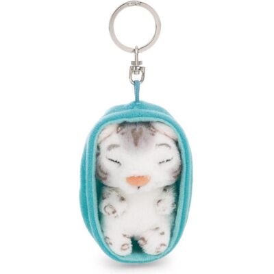 NICI, Unisex, Schlüsselanhänger, plush keychain sleeping snow leopard 8 cm, Weiss, Blau NICI, Unisex, Schlüsselanhänger, plush keychain sleeping snow leopard 8 cm, Weiss, Blau