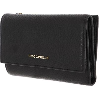 Coccinelle Damen, Portemonnaie, Gelbdörse METALIC SOFT MEDIUM, Schwarz Coccinelle Damen, Portemonnaie, Gelbdörse METALIC SOFT MEDIUM, Schwarz