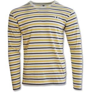 Wood Wood, Herren, Pullover, Men's Longsleeve Mel stripe Off sweatshirt -10235404-2323, Weiss, Gelb, (M) Wood Wood, Herren, Pullover, Men's Longsleeve Mel stripe Off sweatshirt -10235404-2323, Weiss, Gelb, (M)