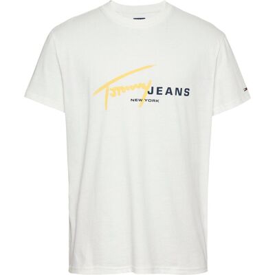 Tommy Jeans, Herren, Shirts, Tjm Reg Signtr Dna Tee Ext, Weiss, (S) Tommy Jeans, Herren, Shirts, Tjm Reg Signtr Dna Tee Ext, Weiss, (S)