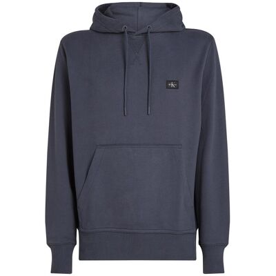 Calvin Klein Jeans, Herren, Pullover, Woven Label Hoodie, Blau, (L) Calvin Klein Jeans, Herren, Pullover, Woven Label Hoodie, Blau, (L)