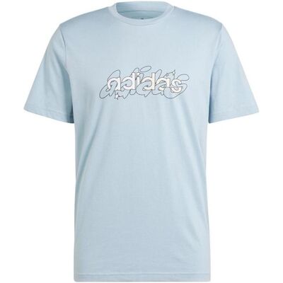 Adidas Herren, Shirts, T-Shirt mit illustrierter linearer Grafik, Blau, (M) Adidas Herren, Shirts, T-Shirt mit illustrierter linearer Grafik, Blau, (M)