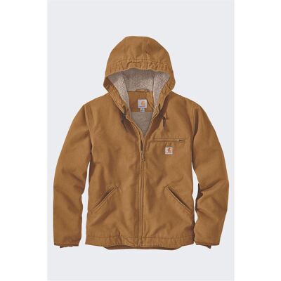 Carhartt, Herren, Leichte Jacken, Braune Jacke mit Sherpa-Futter aus gewaschener Ente, Braun, (XXL) Carhartt, Herren, Leichte Jacken, Braune Jacke mit Sherpa-Futter aus gewaschener Ente, Braun, (XXL)