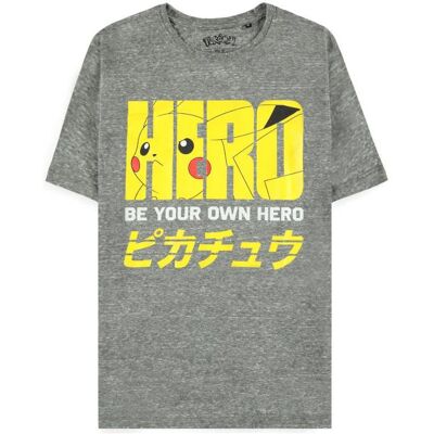 Pokémon, Herren, Shirts, Pika Hero Tshirt, Grau, (XL) Pokémon, Herren, Shirts, Pika Hero Tshirt, Grau, (XL)