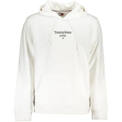 Tommy Hilfiger Herren, Pullover, White Cotton Men's Sweatshirt with Hood, Weiss, (XL) Tommy Hilfiger Herren, Pullover, White Cotton Men's Sweatshirt with Hood, Weiss, (XL)