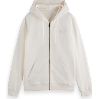 Scotch & Soda, Herren, Pullover, Regular Full Zip Logo Hoodie, Weiss, (XL) Scotch & Soda, Herren, Pullover, Regular Full Zip Logo Hoodie, Weiss, (XL)