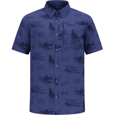 Odlo, Herren, Hemden, Essential Print Shirt S/S, Blau, (S) Odlo, Herren, Hemden, Essential Print Shirt S/S, Blau, (S)