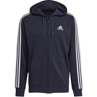Adidas Herren, Pullover, Essentials French Terry 3-Streifen Kapuzenjacke, Blau, (S) Adidas Herren, Pullover, Essentials French Terry 3-Streifen Kapuzenjacke, Blau, (S)