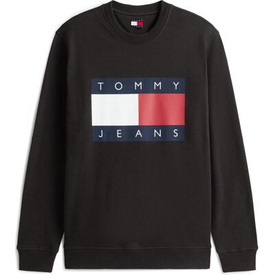 Tommy Jeans, Herren, Pullover, Tjm Reg Big Flag Cneck Ext, Schwarz, (S) Tommy Jeans, Herren, Pullover, Tjm Reg Big Flag Cneck Ext, Schwarz, (S)