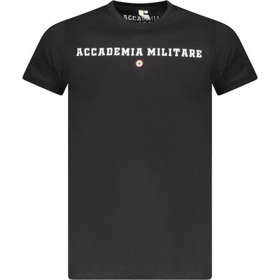 Accademia Militare, Herren, Shirts, Schwarzes T-Shirt aus Baumwolle, Schwarz, (XL) Accademia Militare, Herren, Shirts, Schwarzes T-Shirt aus Baumwolle, Schwarz, (XL)