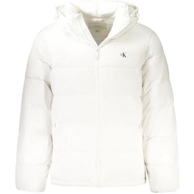 Calvin Klein Jeans, Herren, Winterjacken, Ls Nylon Zip Off Hood Down Puffe, Weiss, (M) Calvin Klein Jeans, Herren, Winterjacken, Ls Nylon Zip Off Hood Down Puffe, Weiss, (M)