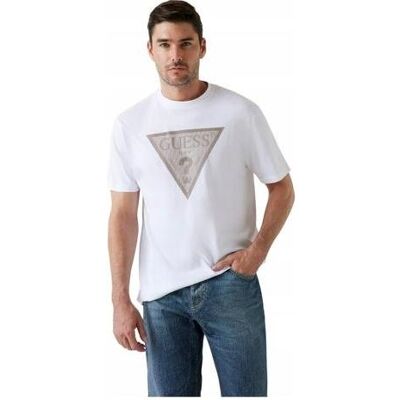 Guess Herren, Shirts, Herren-T-Shirt mit Dreieckslogo, weiss, Weiss, (L) Guess Herren, Shirts, Herren-T-Shirt mit Dreieckslogo, weiss, Weiss, (L)