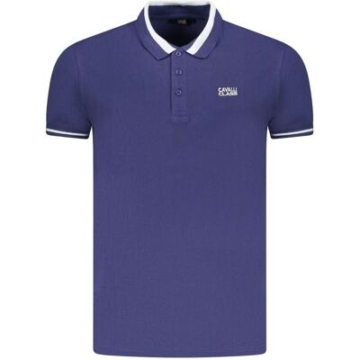 Cavalli Class, Herren, Shirts, Blu Cotton Men Polo, Blau, (L) Cavalli Class, Herren, Shirts, Blu Cotton Men Polo, Blau, (L)