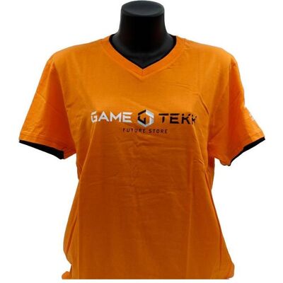 Altri, Herren, Shirts, T-Shirt Collo V Arancione Bordi Neri GameTekk Uomo M, Orange, (M) Altri, Herren, Shirts, T-Shirt Collo V Arancione Bordi Neri GameTekk Uomo M, Orange, (M)
