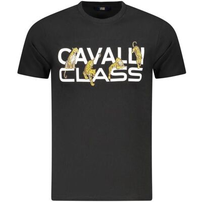 Cavalli Class, Herren, Shirts, Black Cotton Men's T-Shirt, Schwarz, (L) Cavalli Class, Herren, Shirts, Black Cotton Men's T-Shirt, Schwarz, (L)