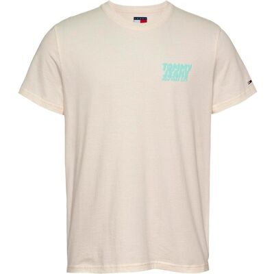 Tommy Jeans, Herren, Shirts, Tjm Slim Bubble Print Ss Tee Ext, Weiss, Beige, (M) Tommy Jeans, Herren, Shirts, Tjm Slim Bubble Print Ss Tee Ext, Weiss, Beige, (M)