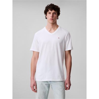 Calvin Klein Jeans, Herren, Shirts, Ss Smooth Cttn Solid Vneck Tee, Weiss, (XL) Calvin Klein Jeans, Herren, Shirts, Ss Smooth Cttn Solid Vneck Tee, Weiss, (XL)