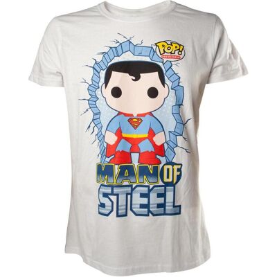 Bioworld Merchandising, Herren, Shirts, Man of Steel T- Graphic Art, Weiss, (S) Bioworld Merchandising, Herren, Shirts, Man of Steel T- Graphic Art, Weiss, (S)