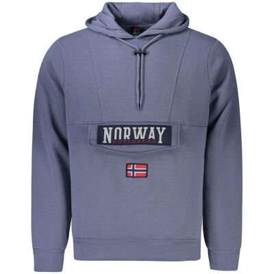 Norway 1963, Herren, Pullover, Blue Cotton Men's Hooded Sweater, Blau, (XXL) Norway 1963, Herren, Pullover, Blue Cotton Men's Hooded Sweater, Blau, (XXL)
