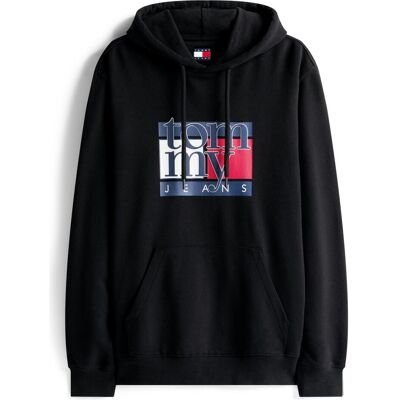 Tommy Jeans, Herren, Pullover, Tjm Reg Rwb Flag Hoodie Ext, Schwarz, (S) Tommy Jeans, Herren, Pullover, Tjm Reg Rwb Flag Hoodie Ext, Schwarz, (S)