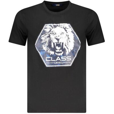 Cavalli Class, Herren, Shirts, Black Cotton Men T-Shirt, Schwarz, (L) Cavalli Class, Herren, Shirts, Black Cotton Men T-Shirt, Schwarz, (L)