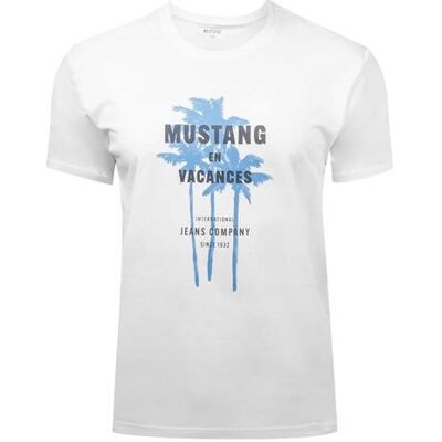 Mustang, Herren, Shirts, Herren T-Shirt Weiss, Weiss, (L) Mustang, Herren, Shirts, Herren T-Shirt Weiss, Weiss, (L)