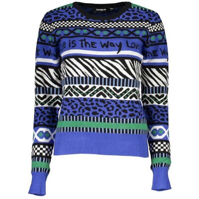 Desigual, Damen, Pullover, Blue Viscose Women Sweater, Blau, (L) Desigual, Damen, Pullover, Blue Viscose Women Sweater, Blau, (L)