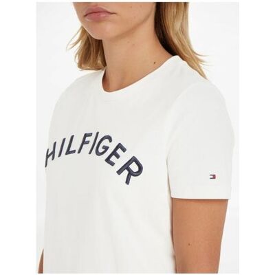 Tommy Hilfiger Damen, Shirts, Reg Varsity Damen T-Shirt, Weiss, Beige, (XS) Tommy Hilfiger Damen, Shirts, Reg Varsity Damen T-Shirt, Weiss, Beige, (XS)