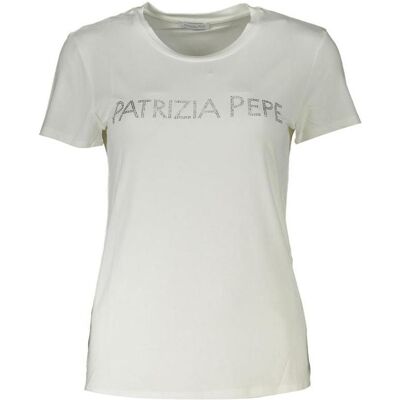 Patrizia Pepe, Damen, Shirts, Weisses T-Shirt aus Bio-Baumwolle für Frauen, Weiss, (M) Patrizia Pepe, Damen, Shirts, Weisses T-Shirt aus Bio-Baumwolle für Frauen, Weiss, (M)