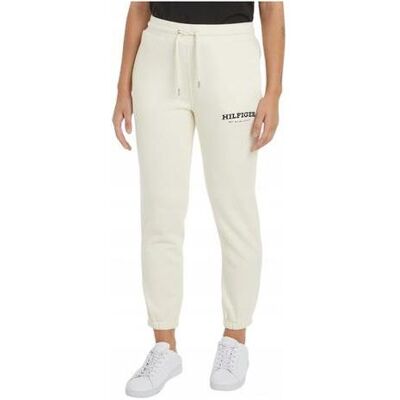 Tommy Hilfiger Damen, Hosen, Reg Monotype Flock Damen-Jogginghose, Beige, (L) Tommy Hilfiger Damen, Hosen, Reg Monotype Flock Damen-Jogginghose, Beige, (L)