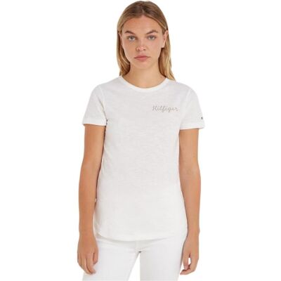 Tommy Hilfiger Damen, Shirts, Slim Gold Hilfiger C-NK SS ww0ww37860 ybl m, Weiss, (M) Tommy Hilfiger Damen, Shirts, Slim Gold Hilfiger C-NK SS ww0ww37860 ybl m, Weiss, (M)