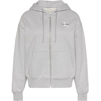 Calvin Klein Jeans, Damen, Pullover, Monologo French Terry Fz Bf Hood, Grau, (XS) Calvin Klein Jeans, Damen, Pullover, Monologo French Terry Fz Bf Hood, Grau, (XS)