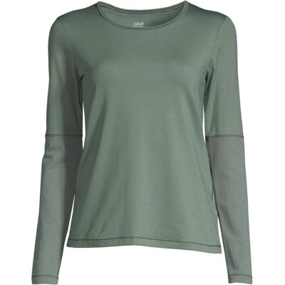CASALL, Damen, Shirts, Essential Langarm-T-Shirt mit Mesh-Detail, Grün, (42) CASALL, Damen, Shirts, Essential Langarm-T-Shirt mit Mesh-Detail, Grün, (42)