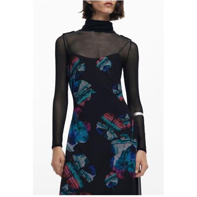 Desigual, Damen, Kleider, Nero Polyester Woman Dress, Schwarz, (L) Desigual, Damen, Kleider, Nero Polyester Woman Dress, Schwarz, (L)