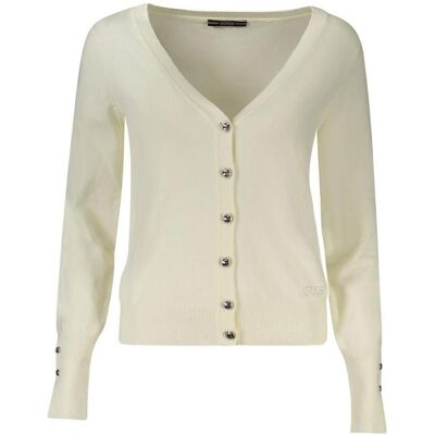 Guess Damen, Pullover, Jeans Bianco Viscosa Womens Cardigan, Weiss, (L) Guess Damen, Pullover, Jeans Bianco Viscosa Womens Cardigan, Weiss, (L)