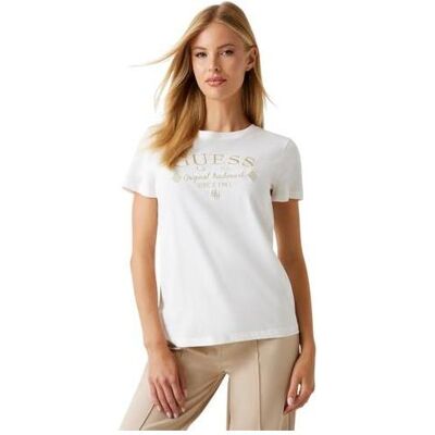 Guess Damen, Shirts, Damen-T-Shirt Gloria Ecru, Weiss, (M) Guess Damen, Shirts, Damen-T-Shirt Gloria Ecru, Weiss, (M)