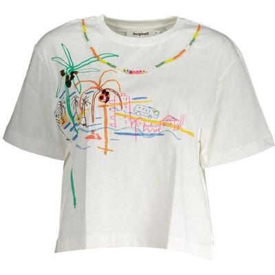 Desigual, Damen, Shirts, White Cotton Women T-Shirt, Weiss, (XL) Desigual, Damen, Shirts, White Cotton Women T-Shirt, Weiss, (XL)