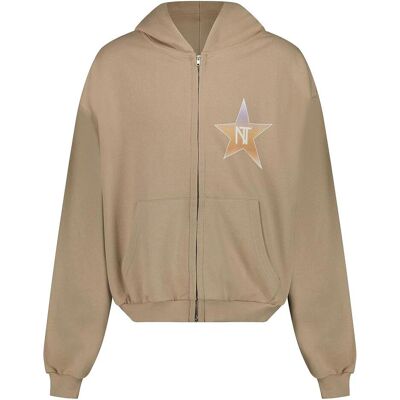 Gunther, Westen, De City of Stars Hoodie mit Monogramm-Stern und Reissverschluss, Beige, (L) Gunther, Westen, De City of Stars Hoodie mit Monogramm-Stern und Reissverschluss, Beige, (L)