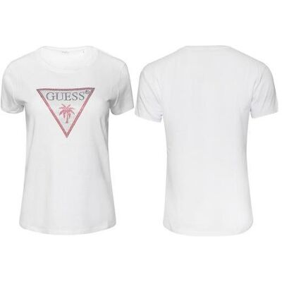 Guess Damen, Shirts, Damen T-Shirt mit Dreieck-Strass, (L) Guess Damen, Shirts, Damen T-Shirt mit Dreieck-Strass, (L)