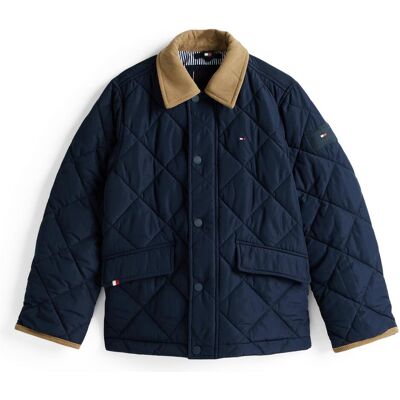 Tommy Hilfiger Unisex, Winterjacken, Contrast Collar Quilted Jacket, Blau, (170) Tommy Hilfiger Unisex, Winterjacken, Contrast Collar Quilted Jacket, Blau, (170)