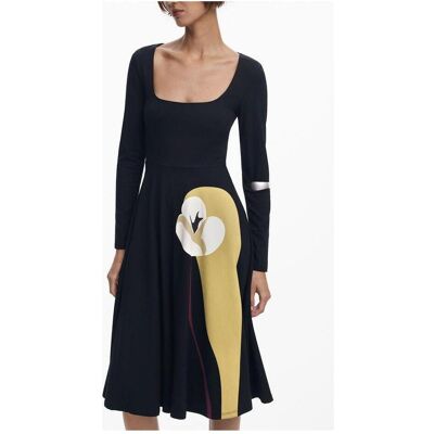 Desigual, Damen, Kleider, Black Cotton Women Dress, Schwarz, (XS) Desigual, Damen, Kleider, Black Cotton Women Dress, Schwarz, (XS)