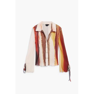 Desigual, Damen, Blusen, Beige Polyester Pattern Shirt, Beige, (S) Desigual, Damen, Blusen, Beige Polyester Pattern Shirt, Beige, (S)