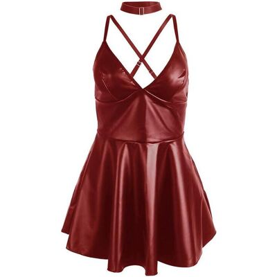 Subblime, Damen, Kleider, - 955403 KLEID MIT BURGUNDERROTEN LEDERTRÄGERN L/XL, Rot, (L) Subblime, Damen, Kleider, - 955403 KLEID MIT BURGUNDERROTEN LEDERTRÄGERN L/XL, Rot, (L)