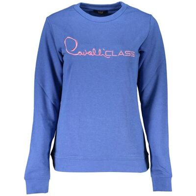Cavalli Class, Damen, Pullover, Blue Cotton Women's Sweatshirt, Blau, (XS) Cavalli Class, Damen, Pullover, Blue Cotton Women's Sweatshirt, Blau, (XS)