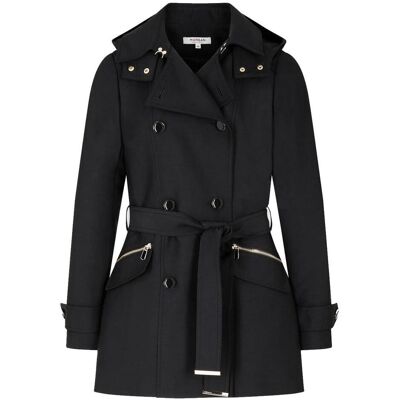 Morgan, Damen, Winterjacken, Trenchcoat mit Kapuze und Metallreissverschluss, Schwarz, (38) Morgan, Damen, Winterjacken, Trenchcoat mit Kapuze und Metallreissverschluss, Schwarz, (38)