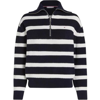 Tommy Hilfiger Damen, Pullover, Cardigan Dames Trui Gebreid Katoen - Blauw/Wit - Maat M, Mehrfarbig, Weiss, Blau, (M) Tommy Hilfiger Damen, Pullover, Cardigan Dames Trui Gebreid Katoen - Blauw/Wit - Maat M, Mehrfarbig, Weiss, Blau, (M)